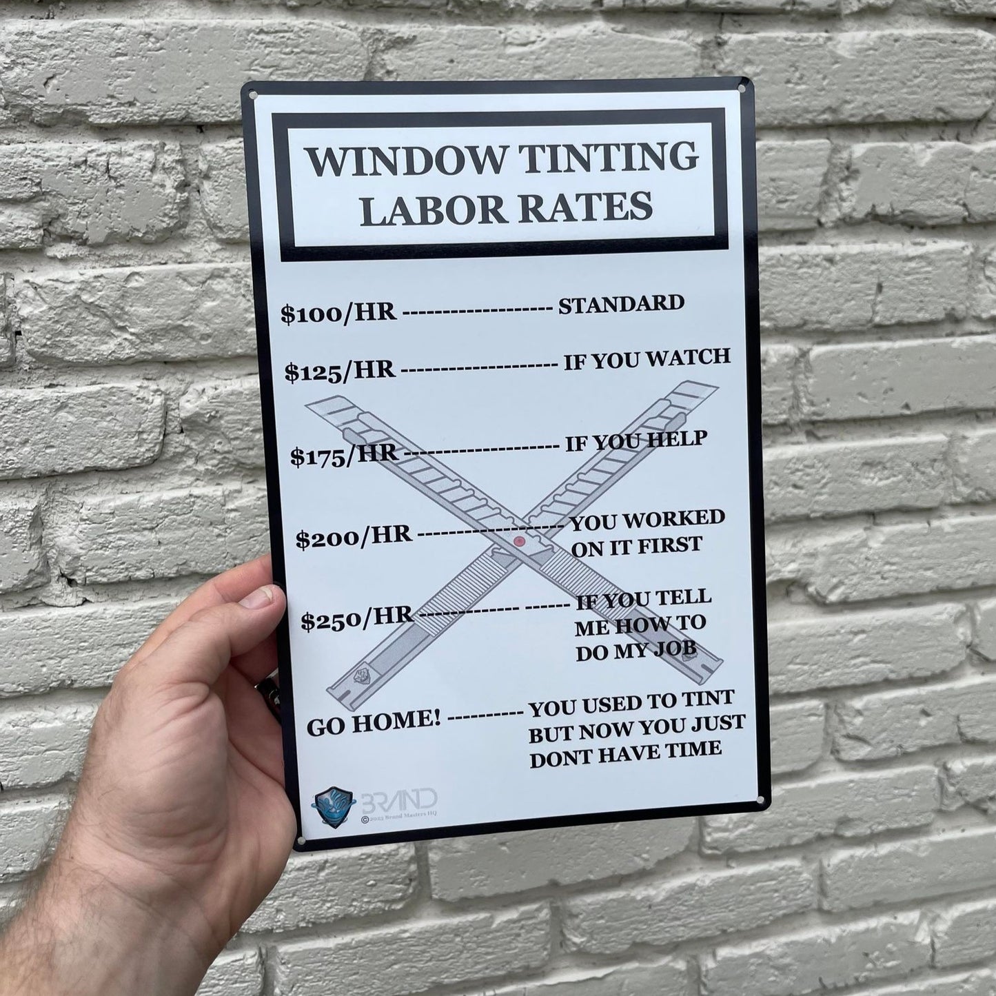 Window Tinting Labor Rates Wall Mount Metal Sign