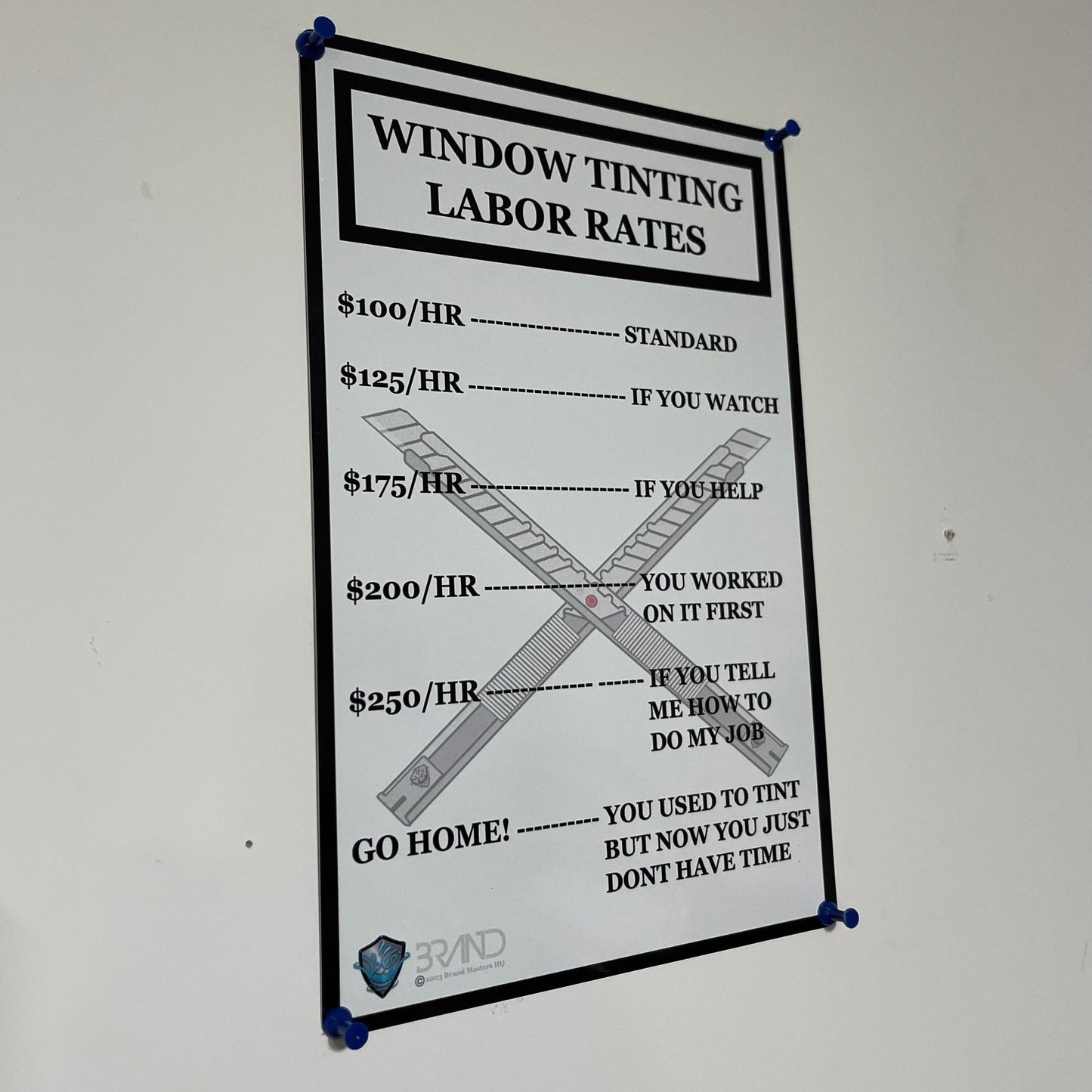 Window Tinting Labor Rates Wall Mount Metal Sign